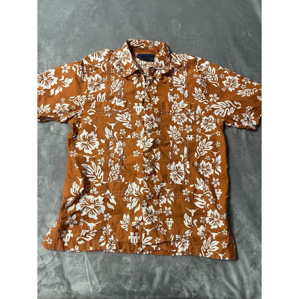 University of Texas Longhorn Hawaiiabera Button Down Shirt Size Large (B-3-96)